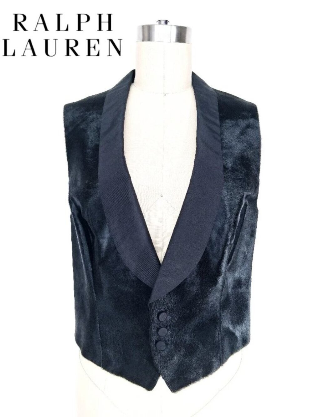 RALPH LAUREN Pony Hair Calf Vest Silk Shawl Collar Black Western Tuxedo SZ 6 NWT